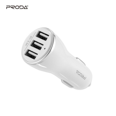 Proda 2019 Hot selling 3 ports car charger 12v 24w 3.4a 3 usb port car mobile charger