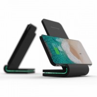 2020 Wireless Mobile Phone Charger W22 for Galaxy S10 Note 10 Qi 15W Fast Dual Coil Wireless Charger Stand